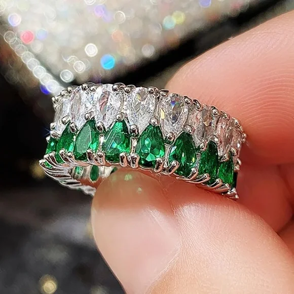 New Women’s 925 Silver Pear Cut sapphire Ring - Picture 1 of 3